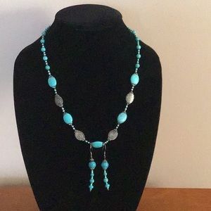 Silver turquoise necklace and earrings